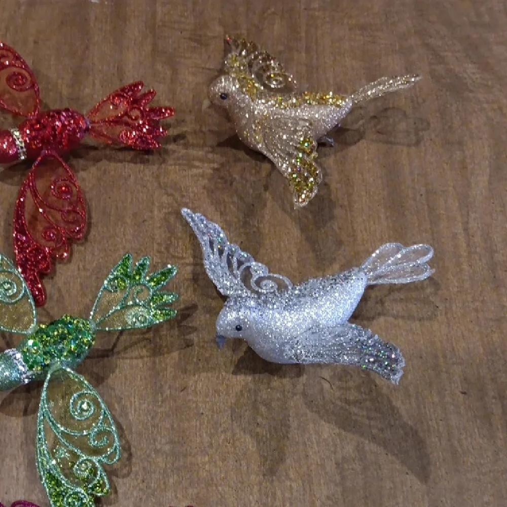 Source Unknown Glitter Bird Ornament Collection